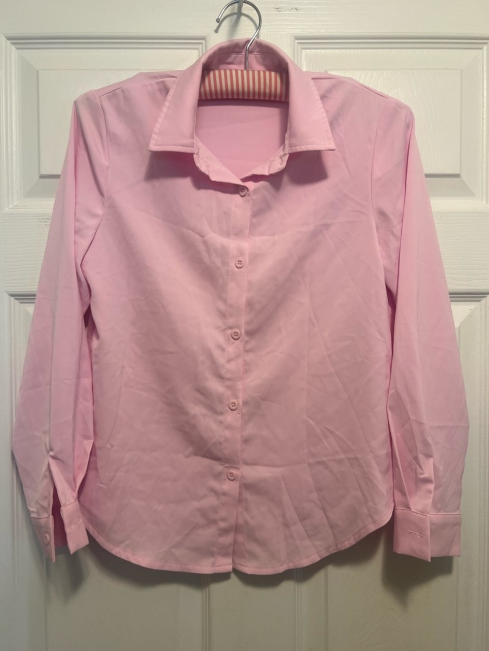Girls Classic Button-Down Soft Pink Blouse